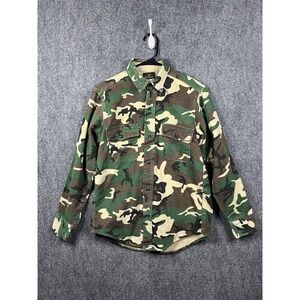 Vintage Melton Deerskin Shirt Mens Medium Camo Outdoors Hunting Made In USA